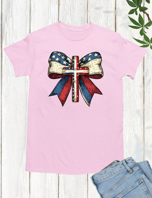 Christian Cross Coquette Bow American Shirt