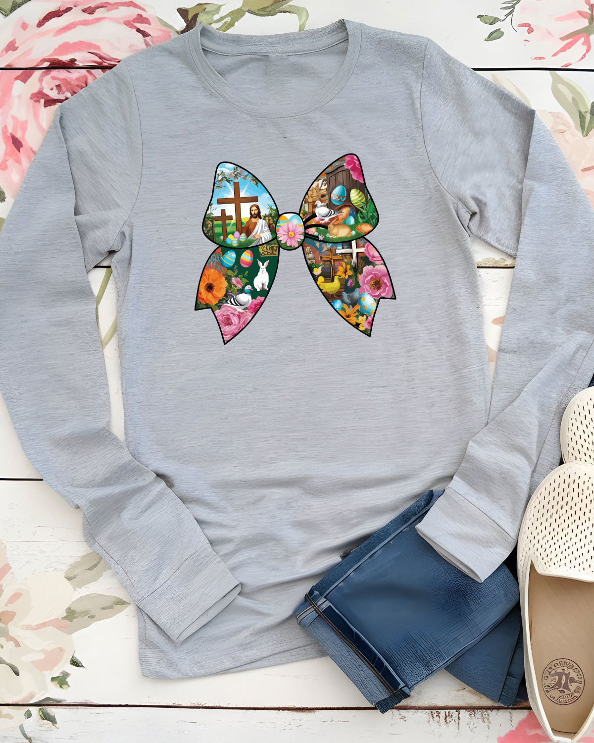 Christian Easter Coquette Bow Women's Long Sleeve T Shirts