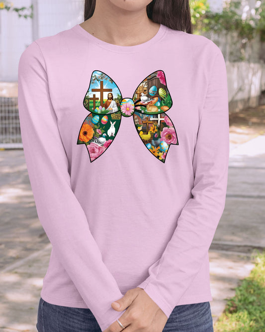 Christian Easter Coquette Bow Women's Long Sleeve T Shirts