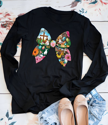 Christian Easter Coquette Bow Women's Long Sleeve T Shirts