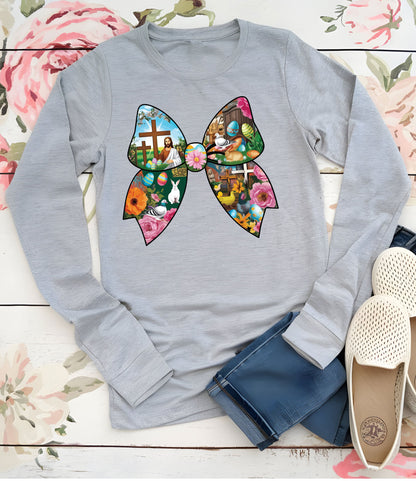 Christian Easter Coquette Bow Women's Long Sleeve T Shirts