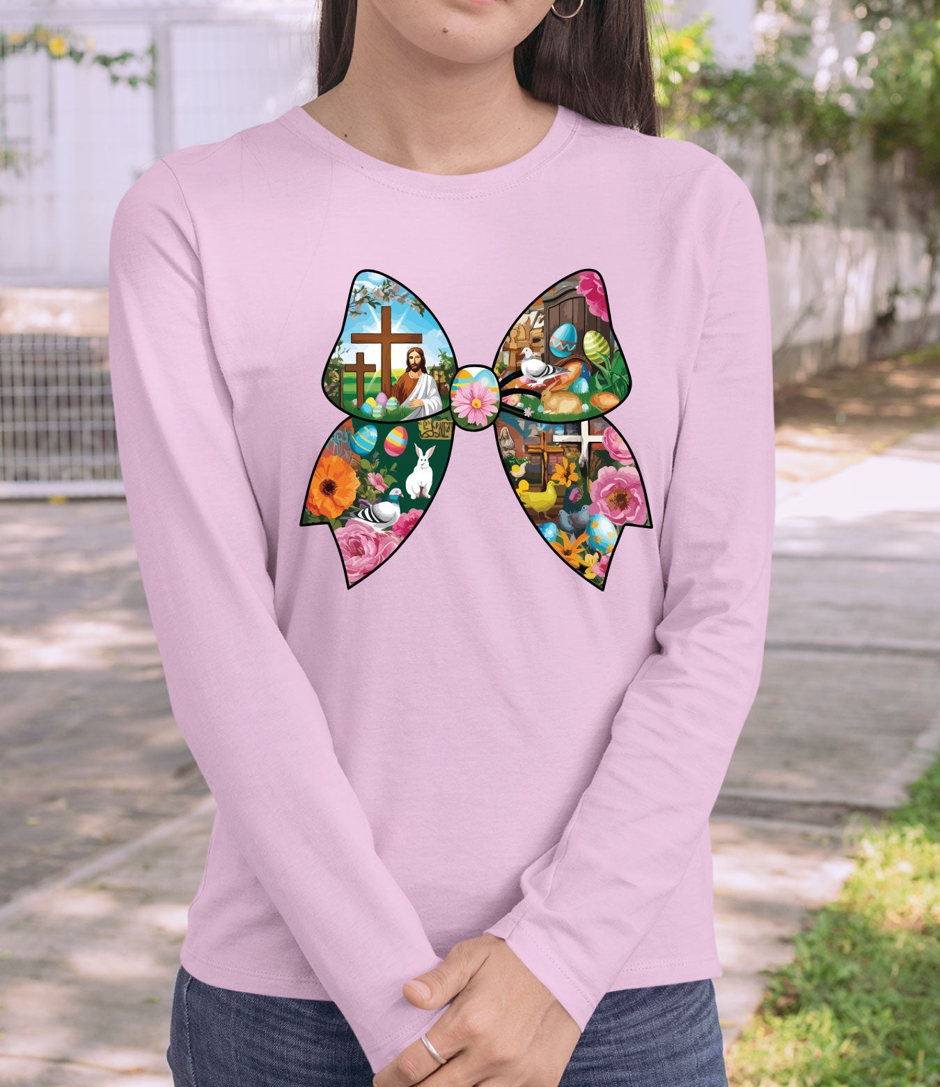 Christian Easter Coquette Bow Women's Long Sleeve T Shirts