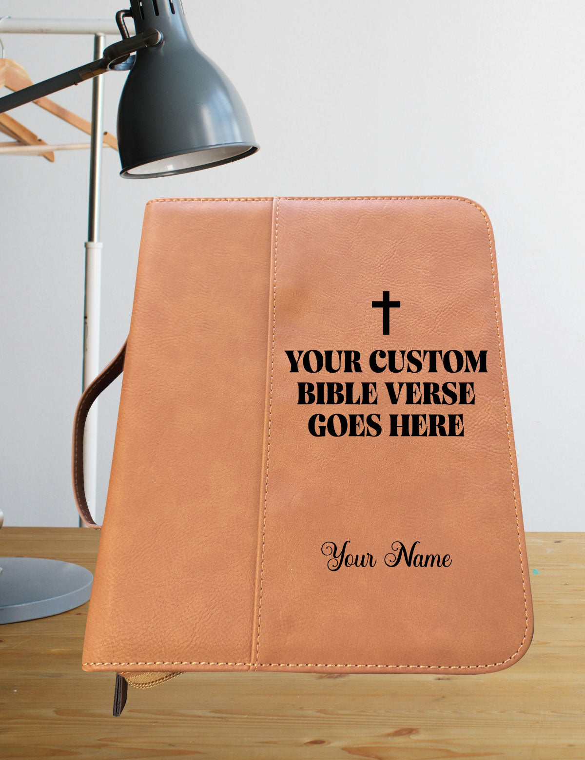 Custom Bible Verse Text Leather Bible Case