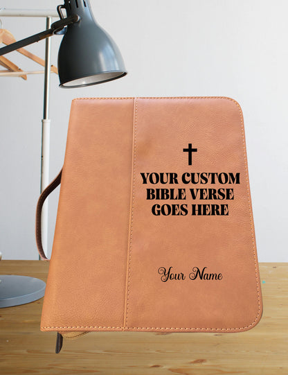 Custom Bible Verse Text Leather Bible Case