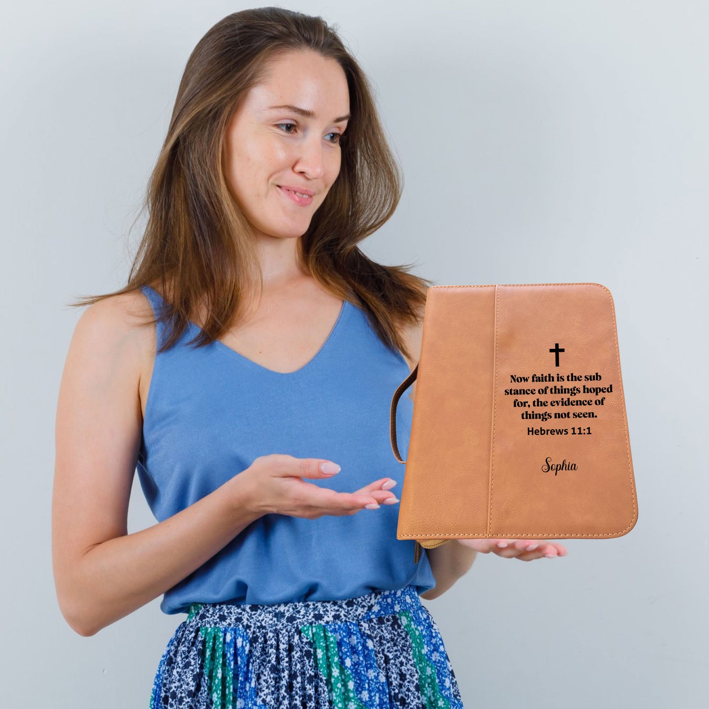 Custom Bible Verse Text Leather Bible Case