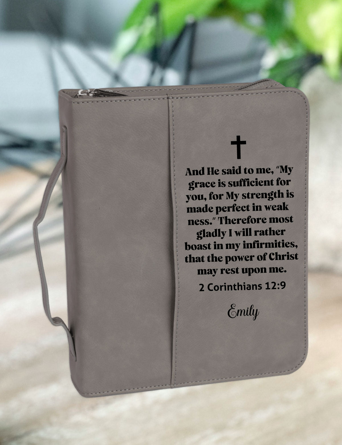 Custom Bible Verse Text Leather Bible Case