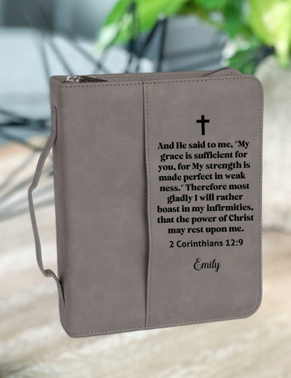Custom Bible Verse Text Leather Bible Case