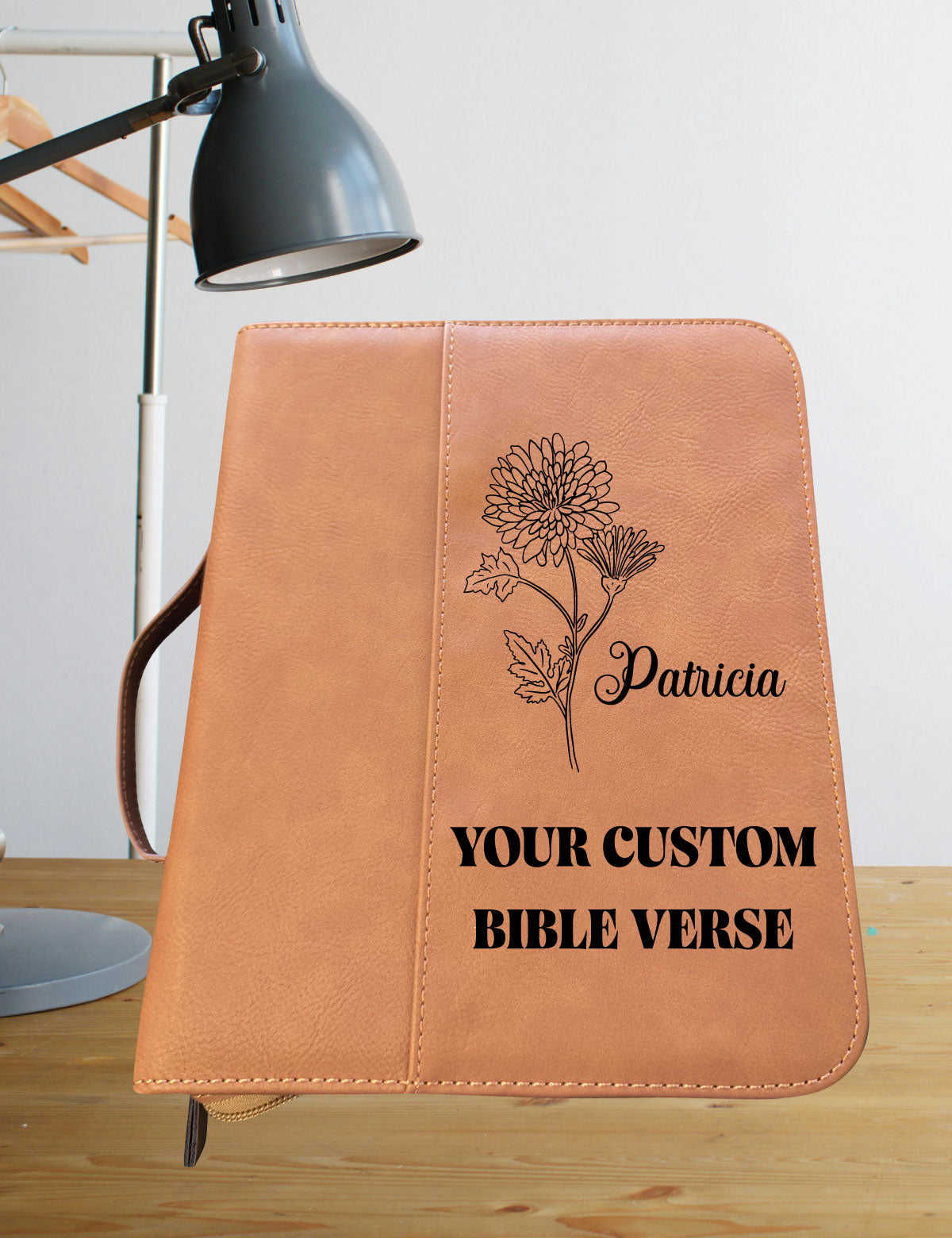 Bible Cover Custom Birth Month Flower with Bible Verse