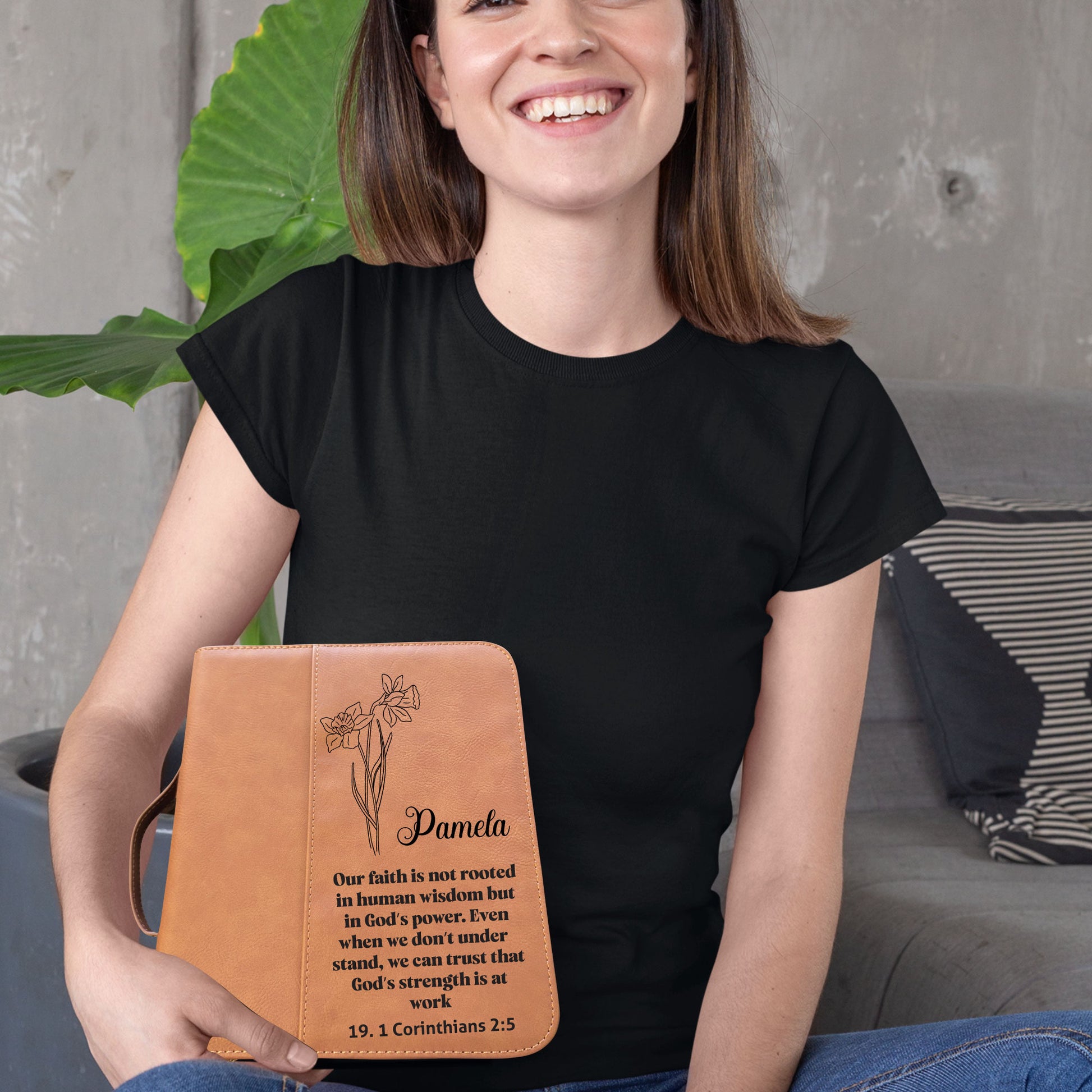 Bible Cover Custom Birth Month Flower with Bible Verse