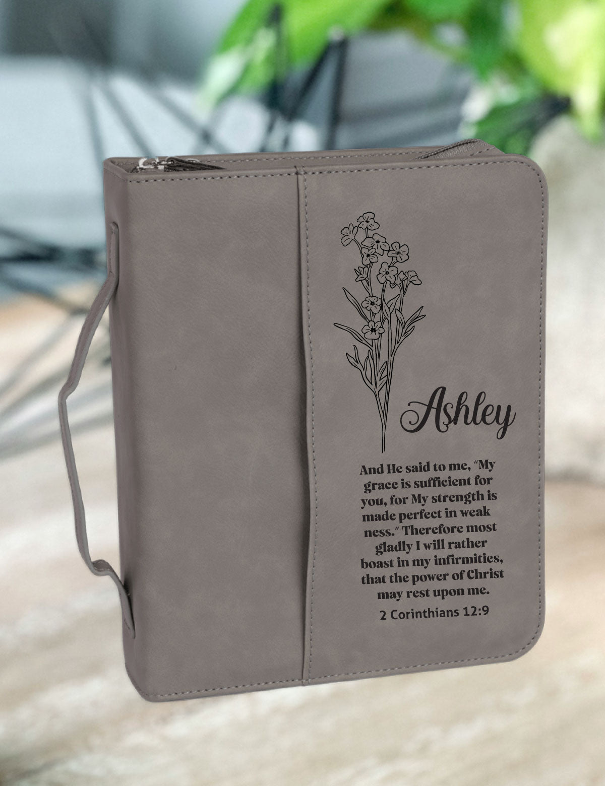 Bible Cover Custom Birth Month Flower with Bible Verse