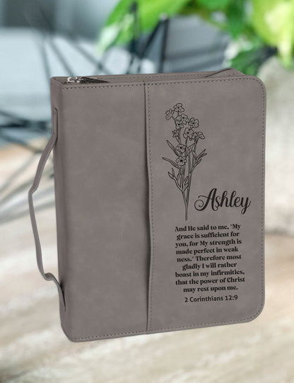 Bible Cover Custom Birth Month Flower with Bible Verse