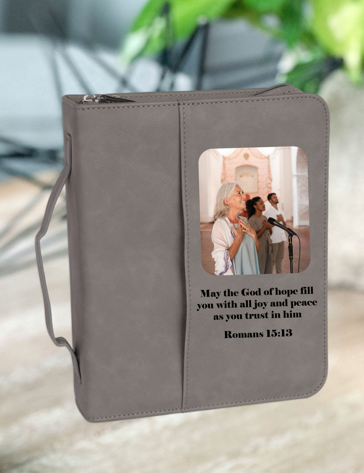 Custom Photo and Text Leather Bible Case