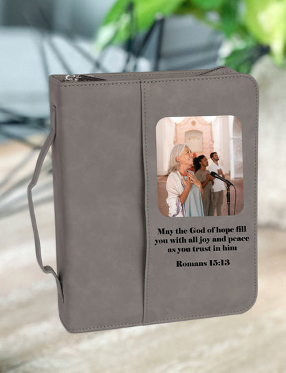Custom Photo and Text Leather Bible Case