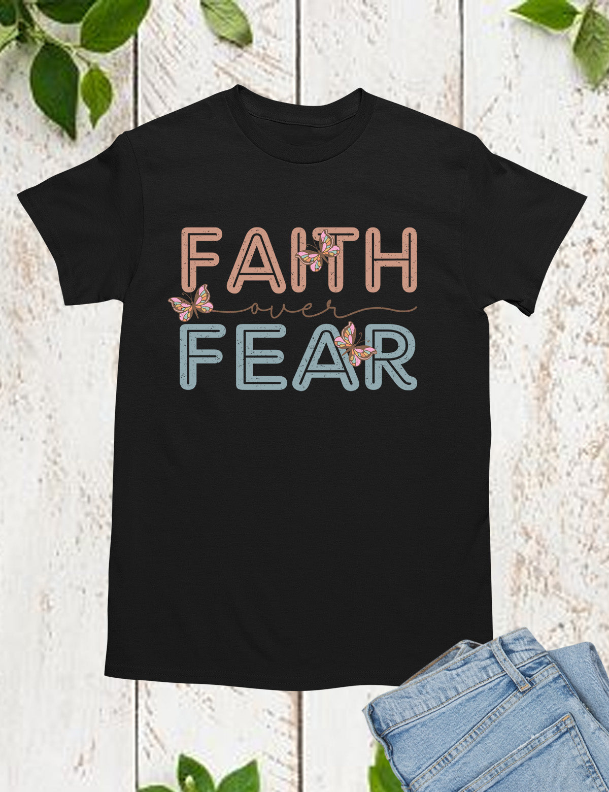 Faith Over Fear Retro T Shirt