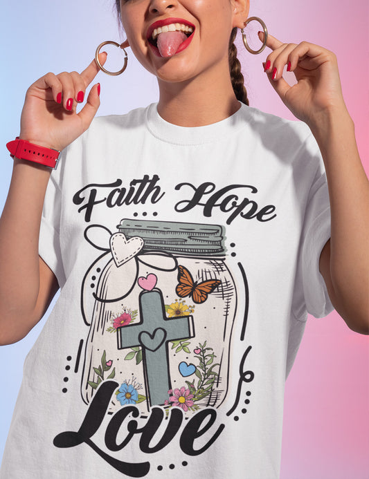 Faith Hope Love Boho Christian T Shirt