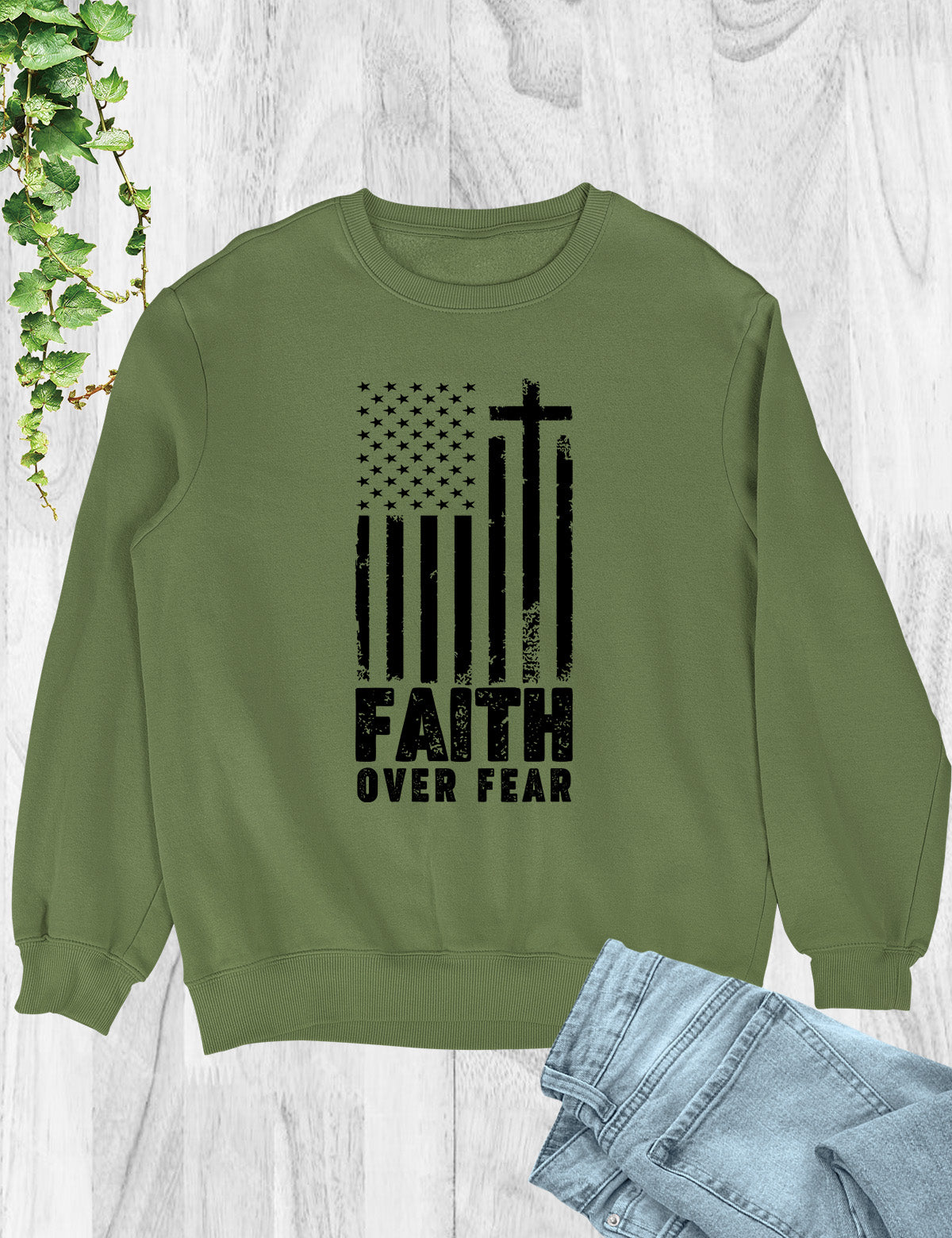Faith Over Fear Prayer US Flag Sweatshirt