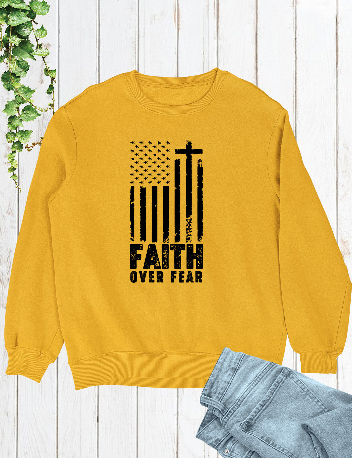 Faith Over Fear Prayer US Flag Sweatshirt
