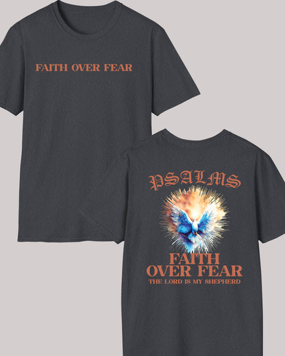 Faith Over fear PSALM Trendy Christian Front Back Vintage T Shirts