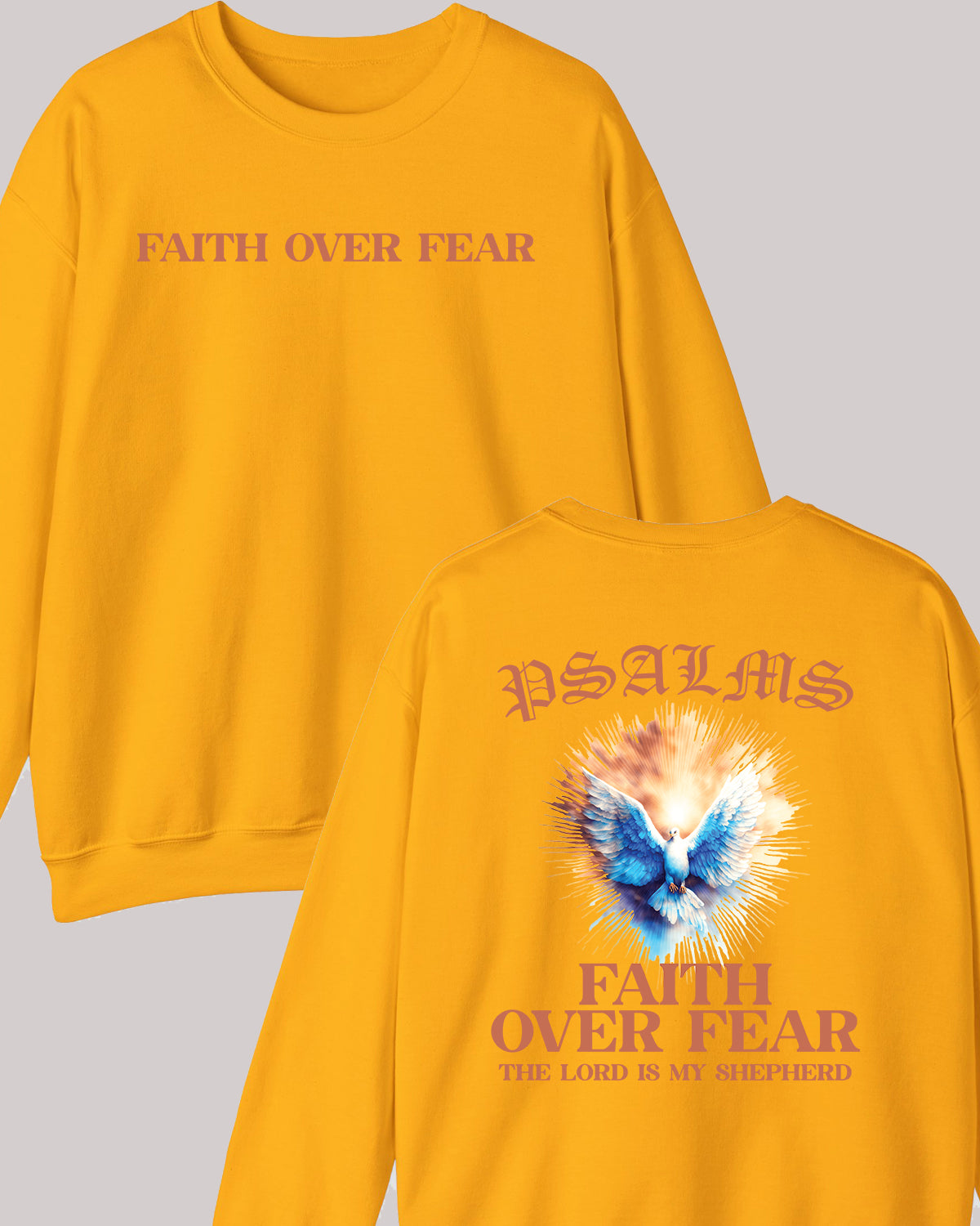 Faith Over fear PSALM Trendy Christian Front Back Vintage Sweatshirts