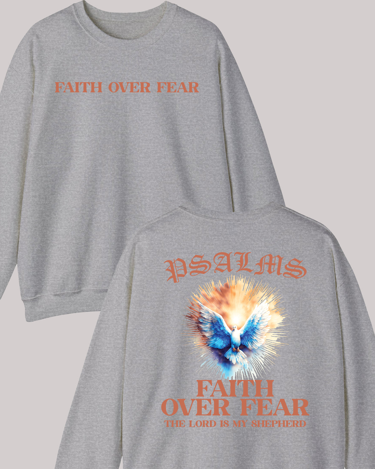 Faith Over fear PSALM Trendy Christian Front Back Vintage Sweatshirts