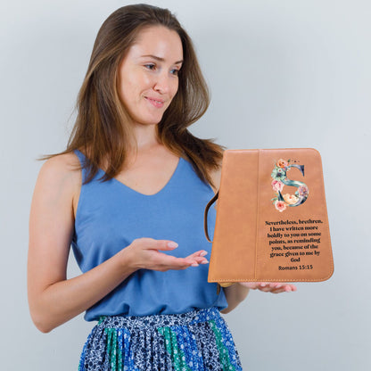 Floral Alphabet Leather Bible Cover