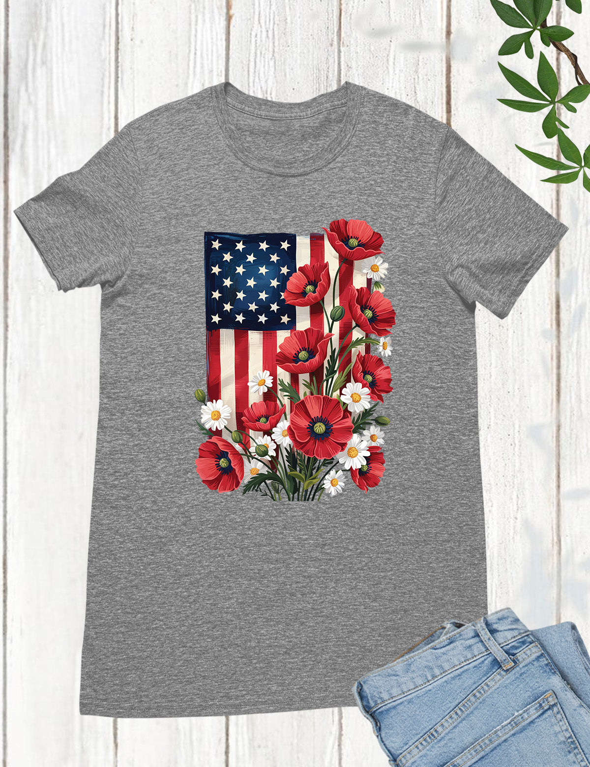 Floral American Flag Shirt