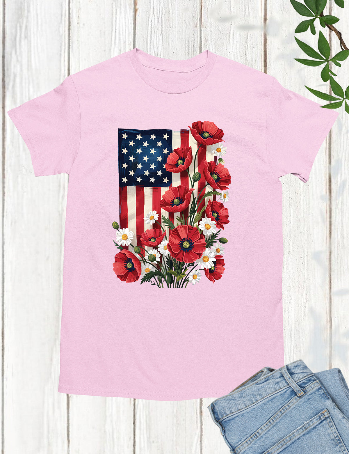 Floral American Flag Shirt