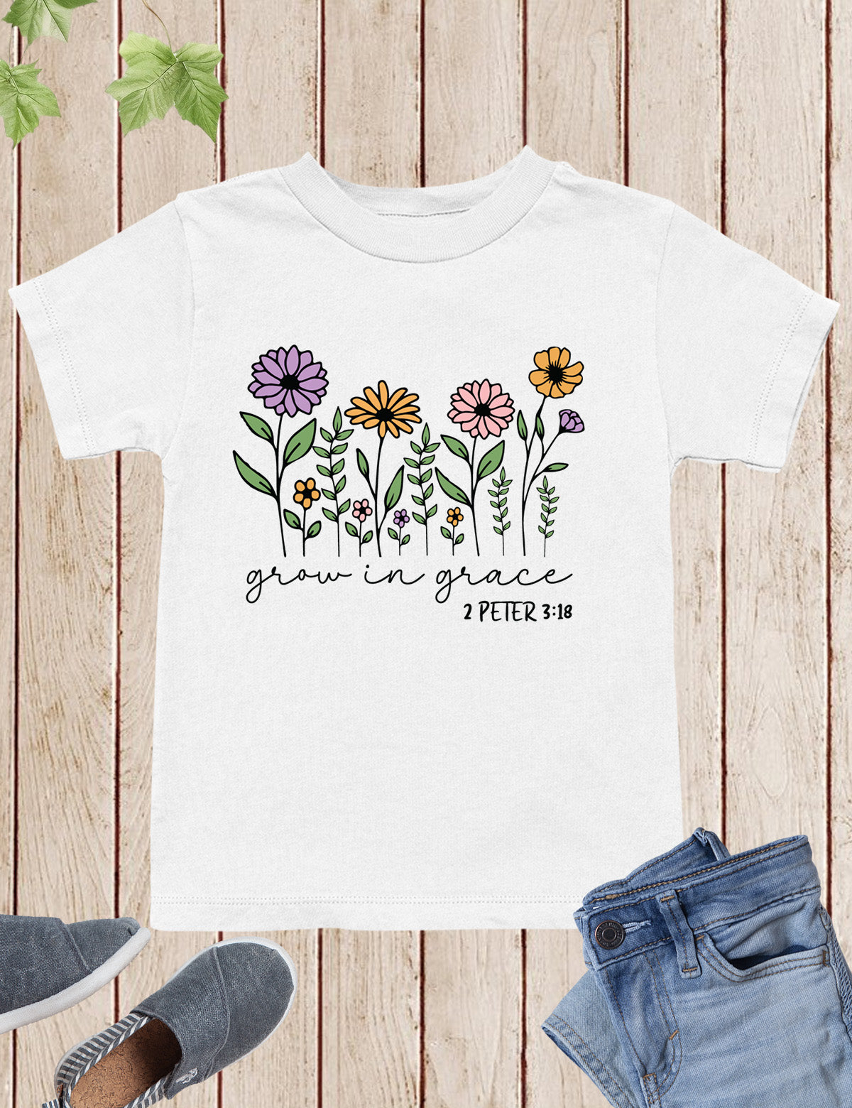 Grow in Grace Peter Verse Kids T Shirt