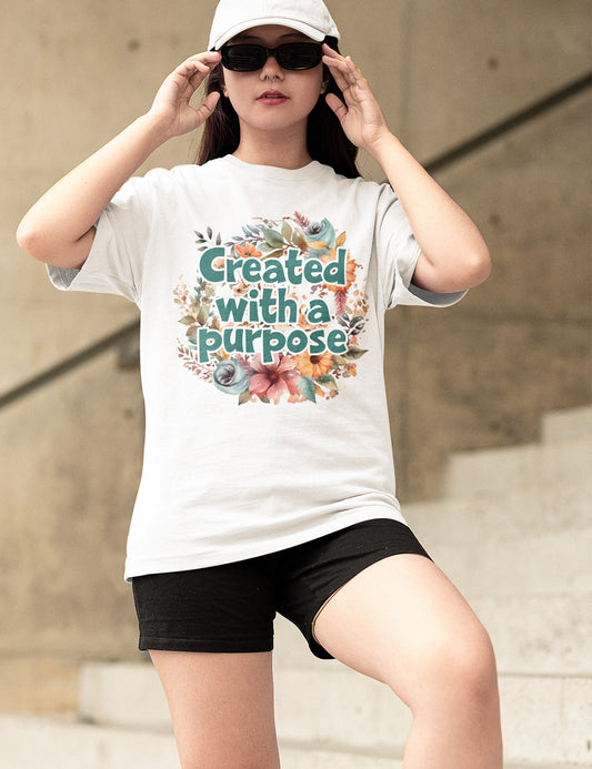 Created With a Purpose Floral Flower T Shirt