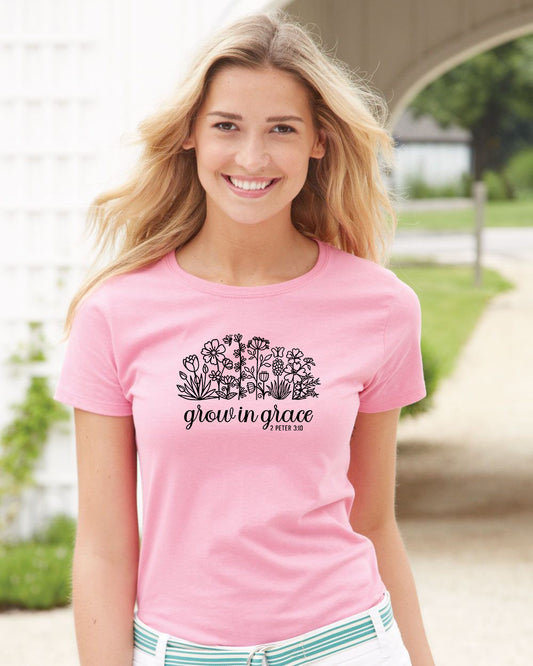 Grow In Grace Bible Verse Quotes Christian Jesus Faith T-Shirt Gifts