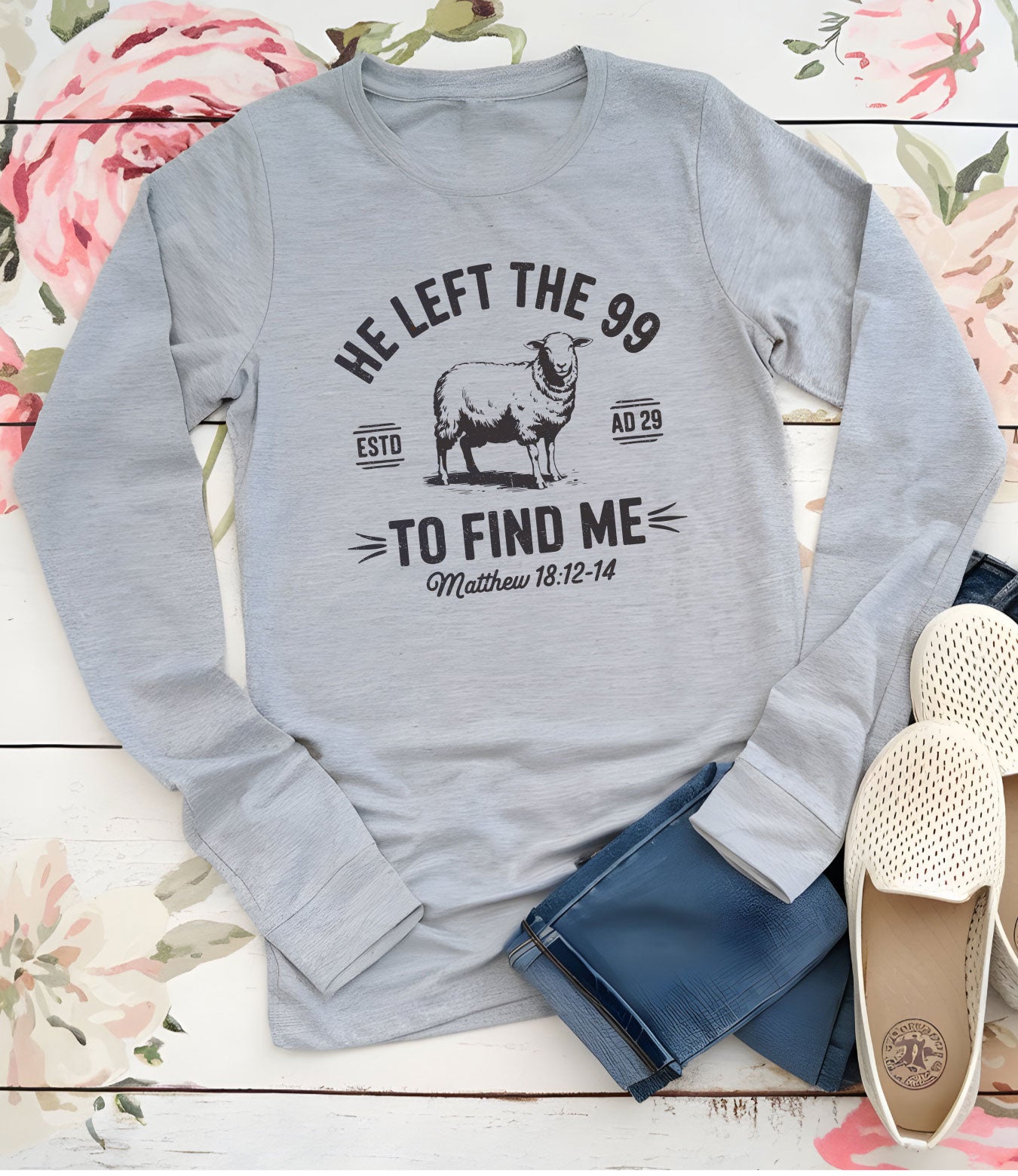 He Left the 99 to Save Me Long Sleeve Christian Shirts