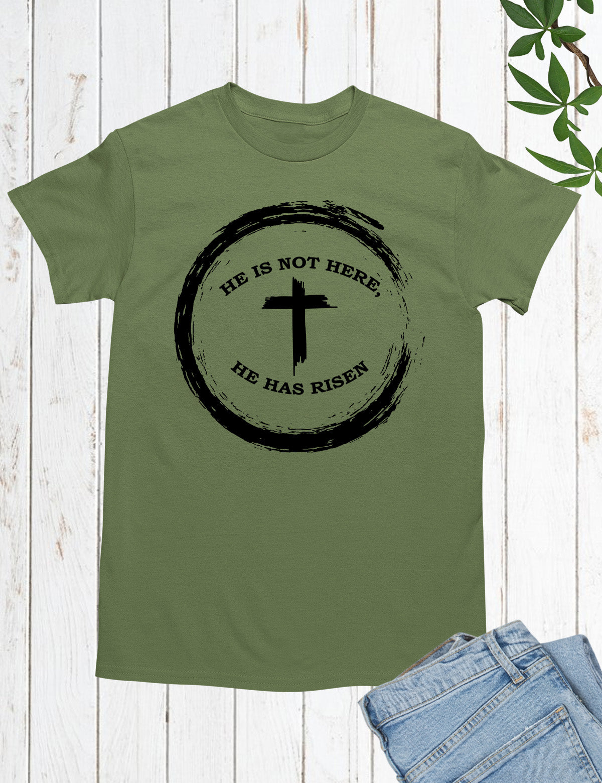 He is Not There He has Risen Christian T Shirts for men