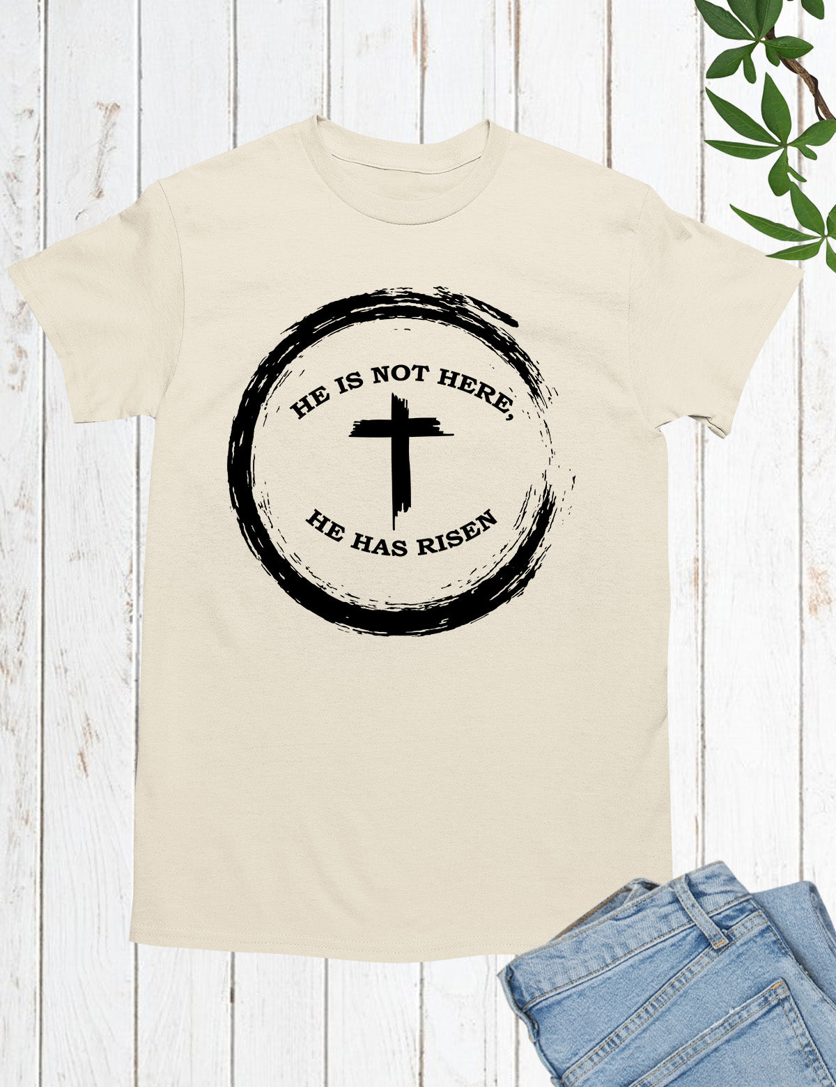 He is Not There He has Risen Christian T Shirts for men