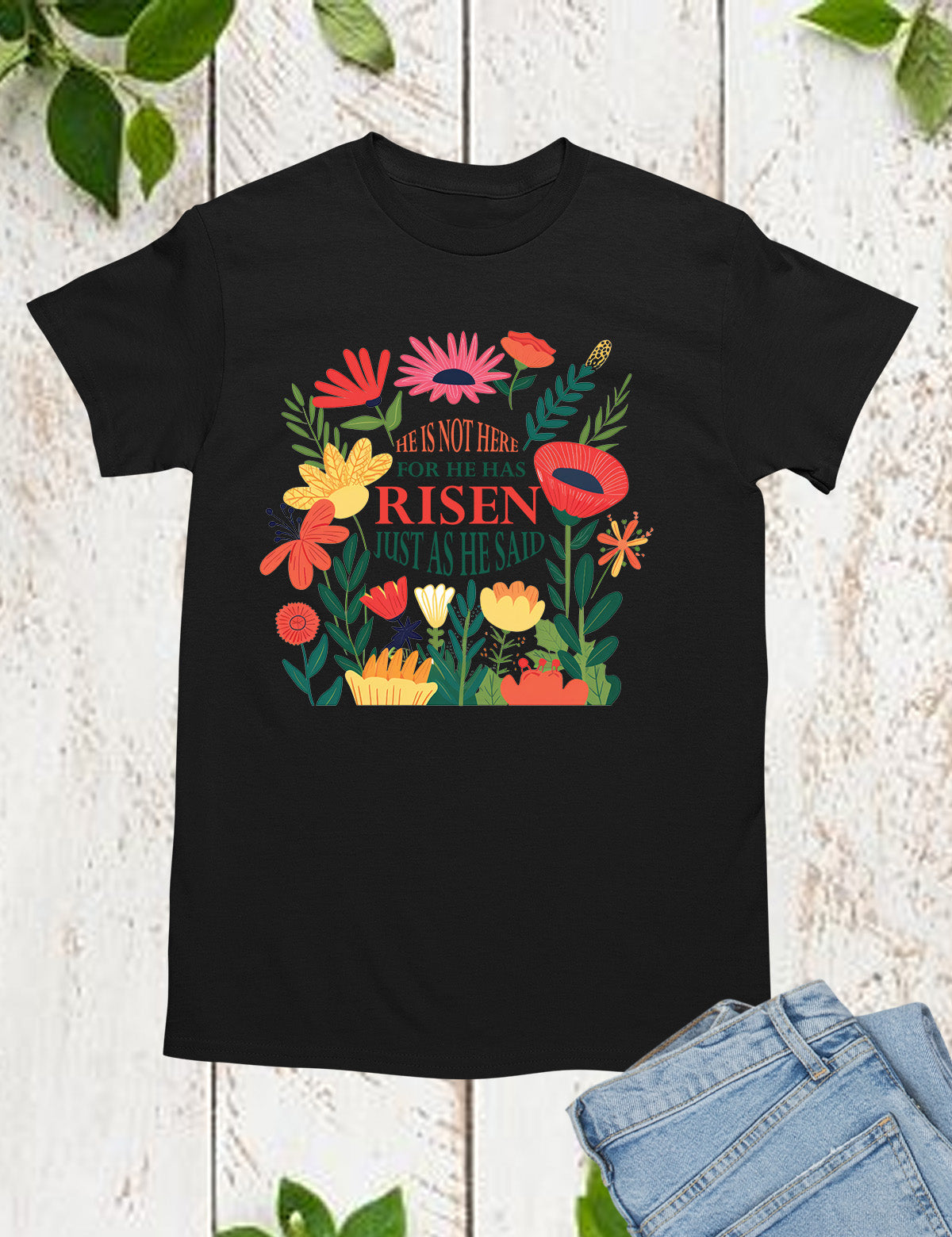 He Is Not Here For He Has Risen Womens Christian T Shirt