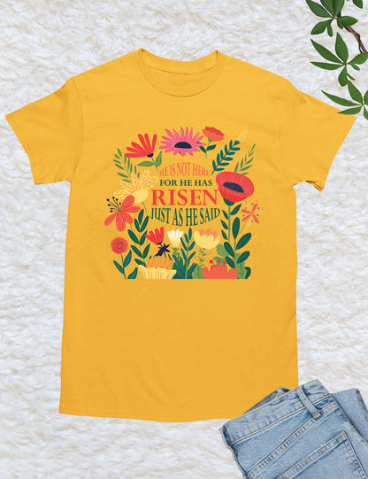 He Is Not Here For He Has Risen Womens Christian T Shirt