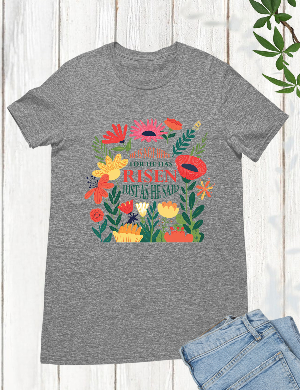 He Is Not Here For He Has Risen Womens Christian T Shirt