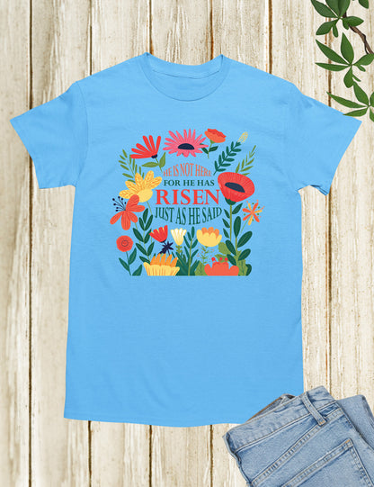 He Is Not Here For He Has Risen Womens Christian T Shirt