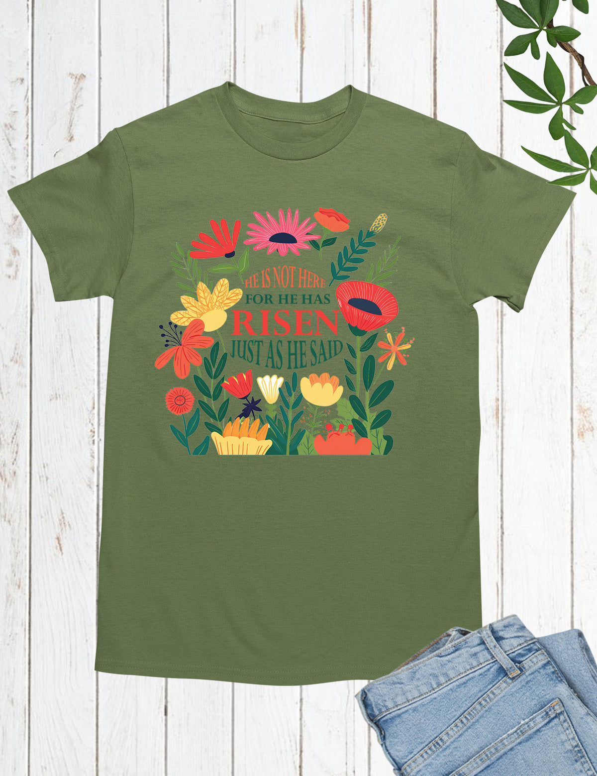He Is Not Here For He Has Risen Womens Christian T Shirt