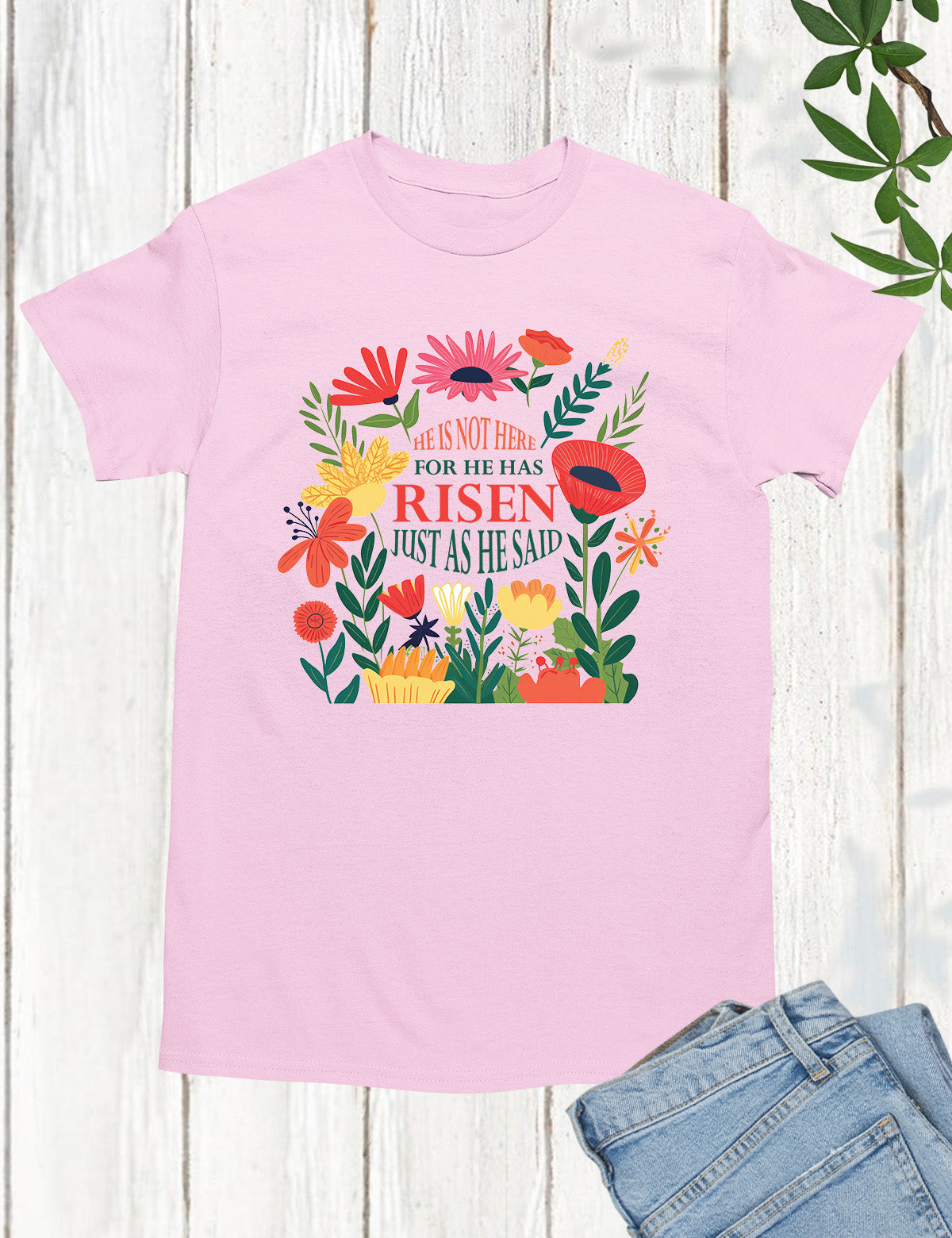 He Is Not Here For He Has Risen Womens Christian T Shirt