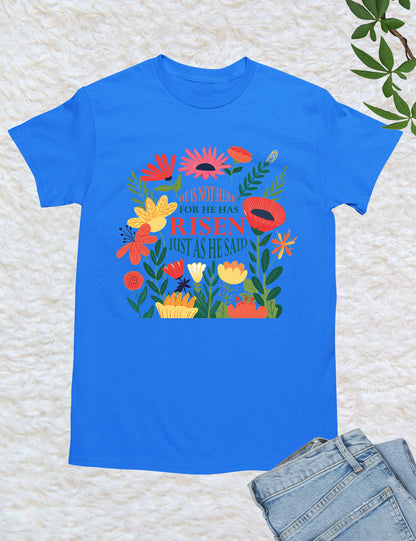 He Is Not Here For He Has Risen Womens Christian T Shirt