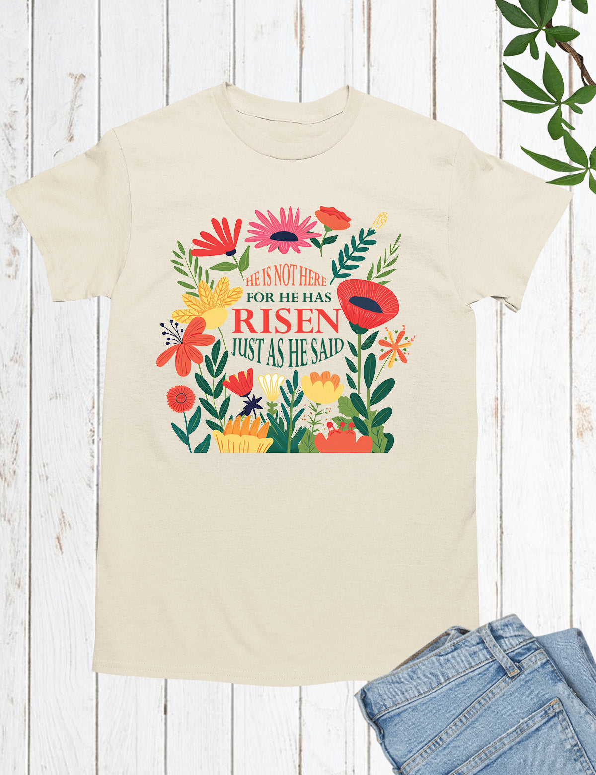He Is Not Here For He Has Risen Womens Christian T Shirt