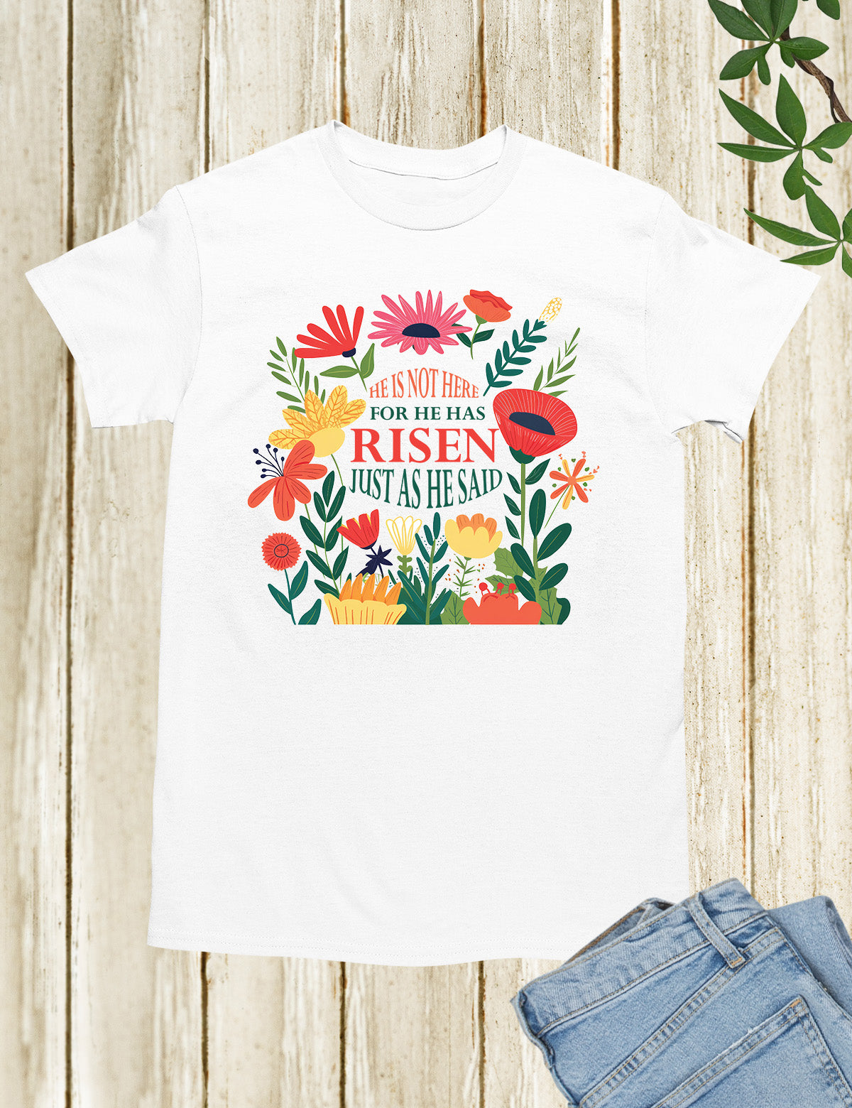 He Is Not Here For He Has Risen Womens Christian T Shirt