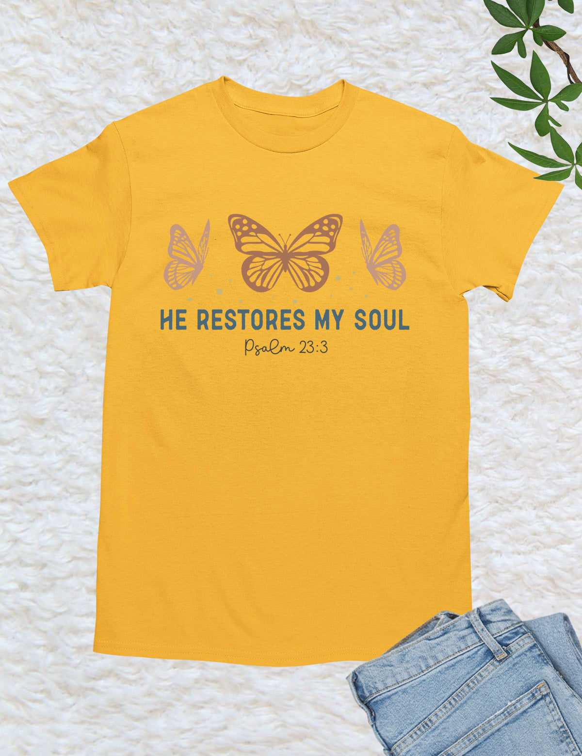 He Restores My Soul Boho Christian T Shirt