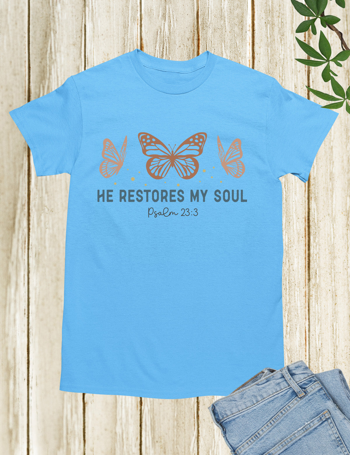 He Restores My Soul Boho Christian T Shirt