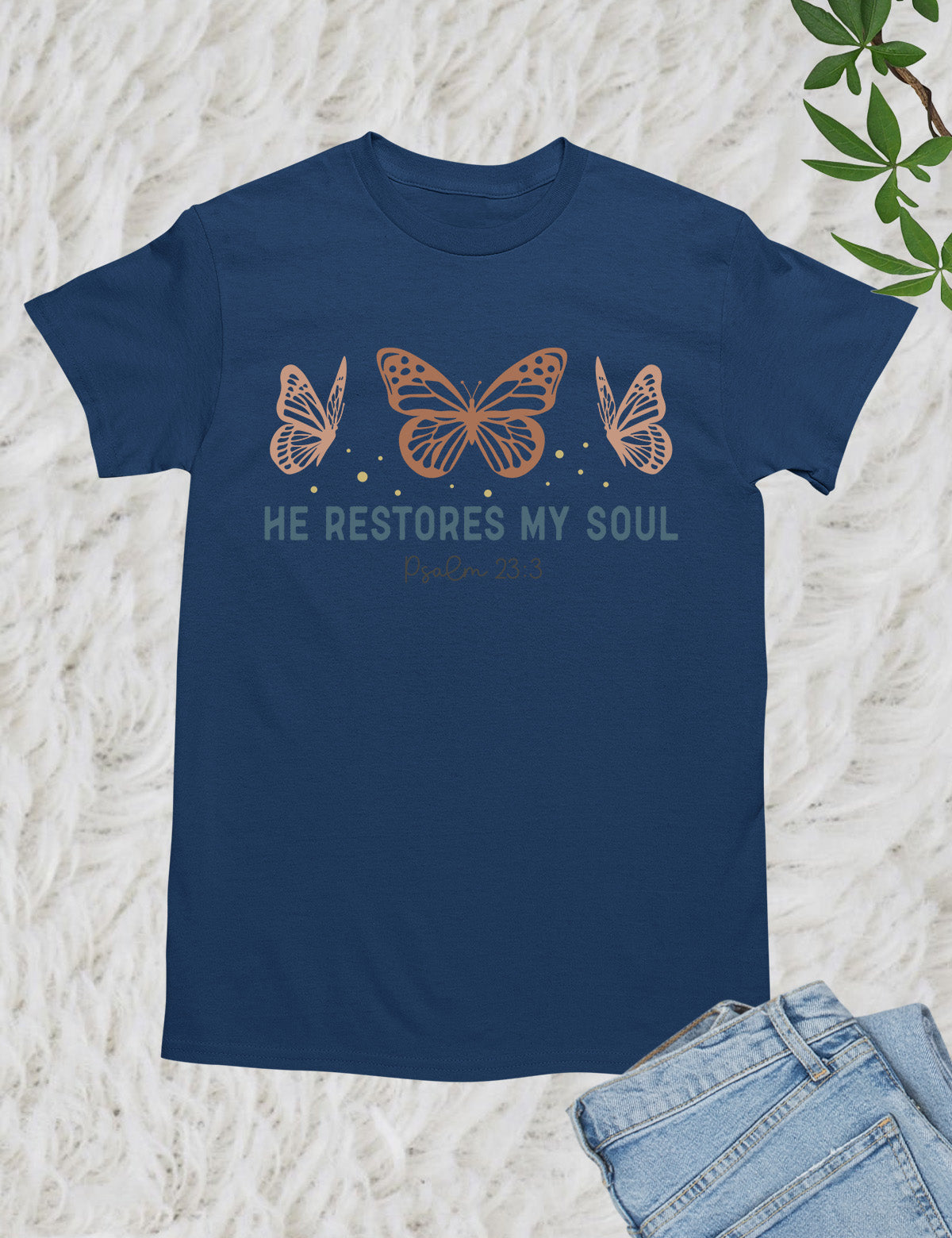 He Restores My Soul Boho Christian T Shirt