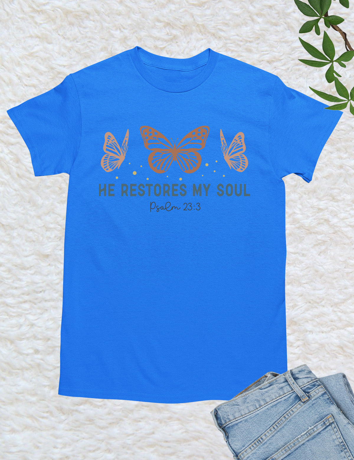 He Restores My Soul Boho Christian T Shirt
