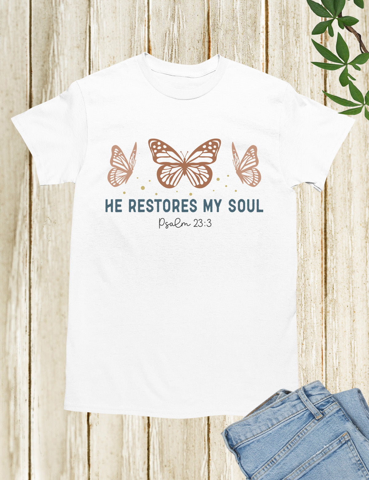 He Restores My Soul Boho Christian T Shirt