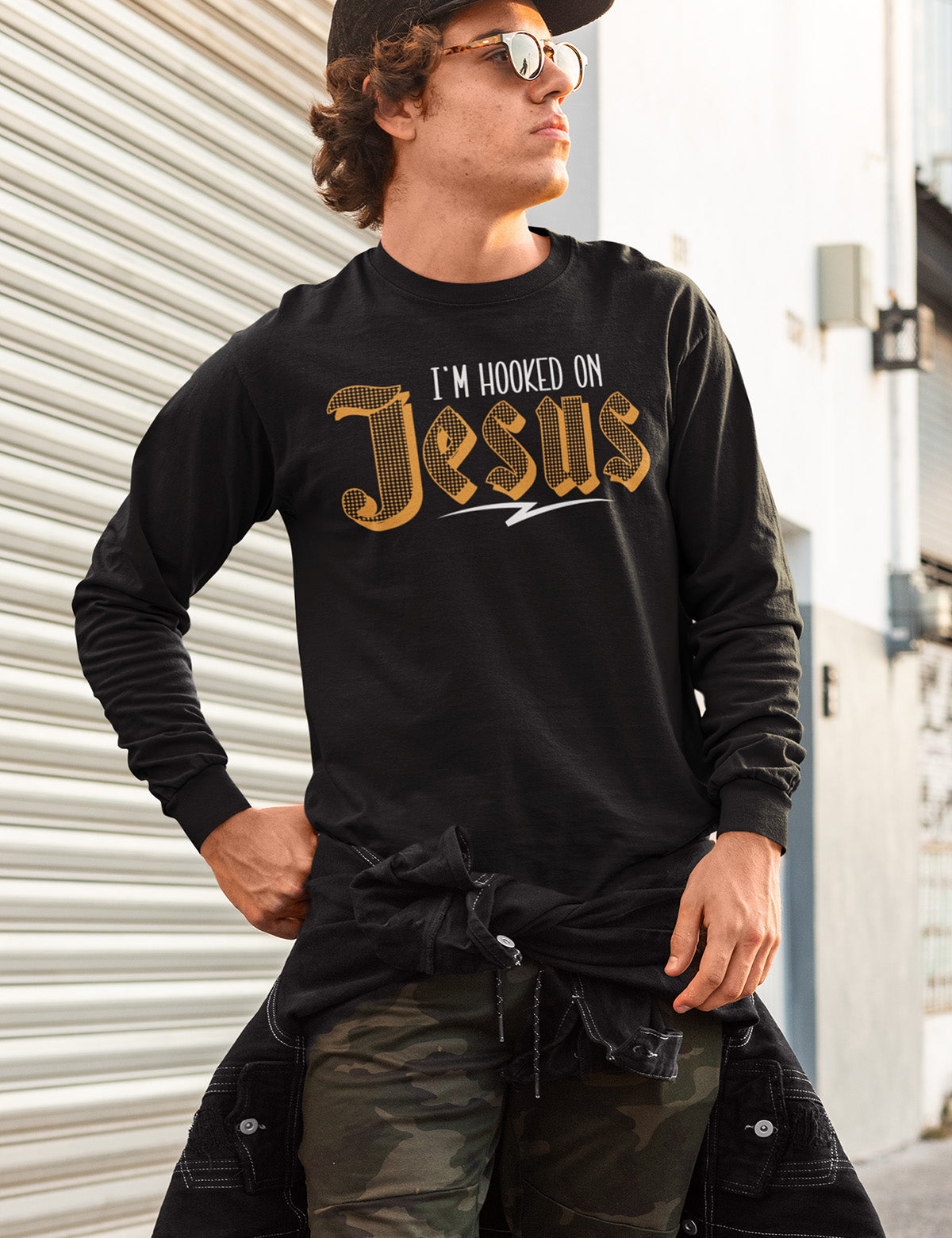 I'm Hooked on Jesus Men's Christian Long Sleeve T Shirts