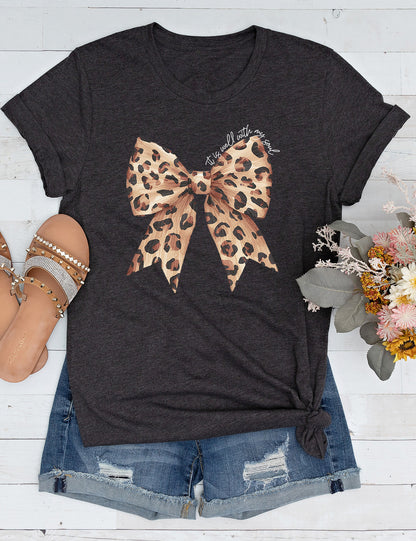 It is Well With My Soul Leopard Print Christian Bow Long Sleeve