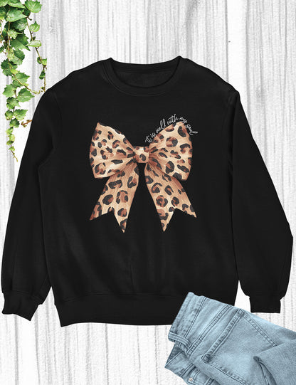 It is Well With My Soul Leopard Print Christian Bow Long Sleeve